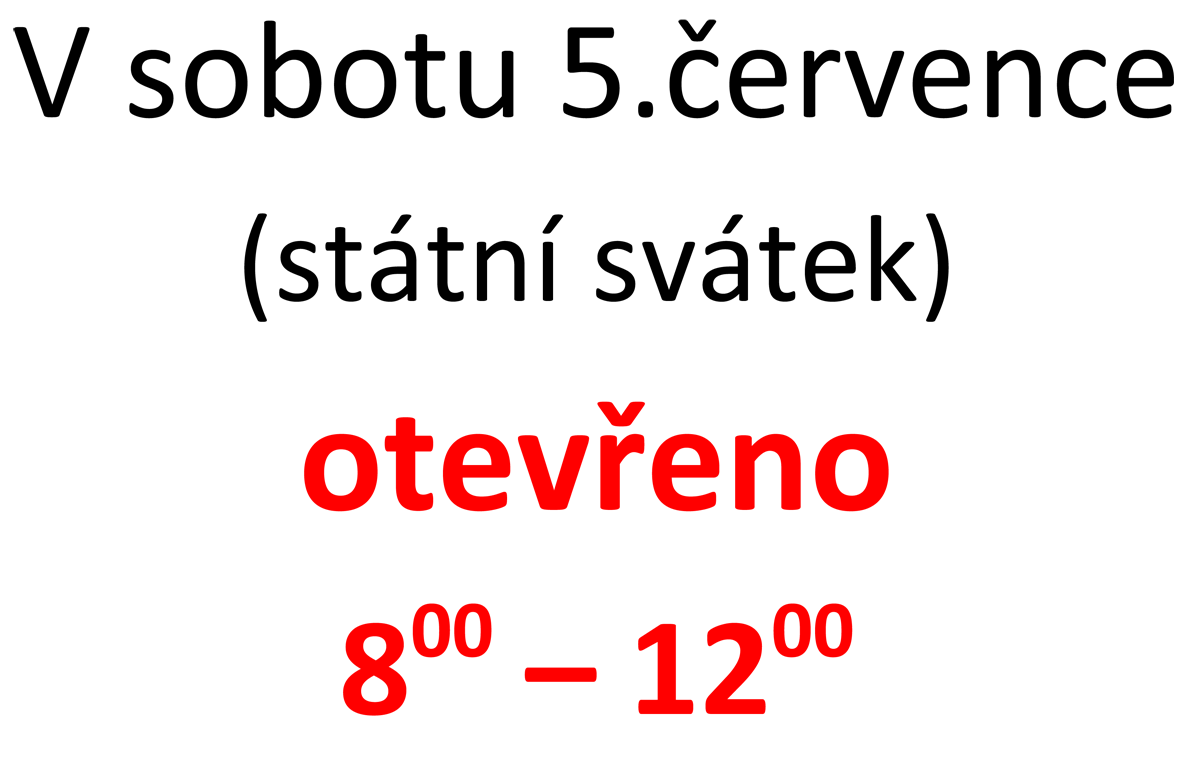 Otevírací doba červenec 2025