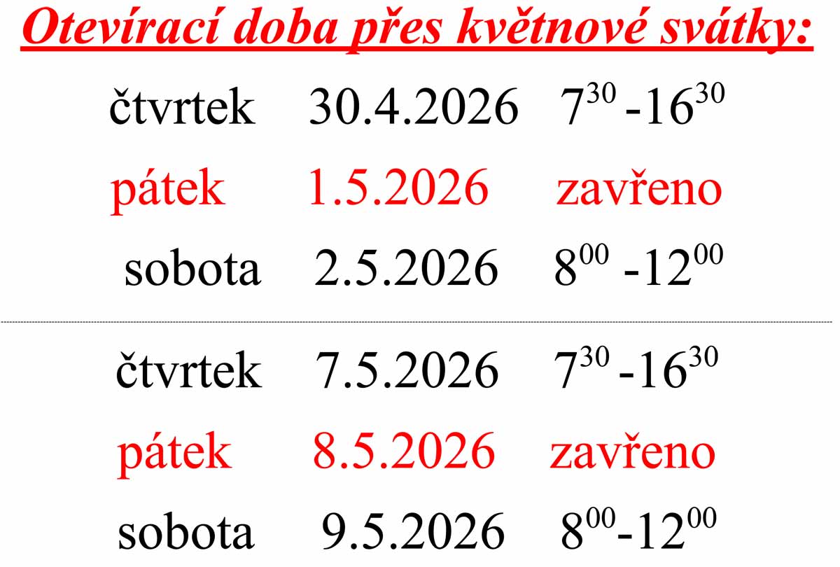 Otevírací doba Květen 2026